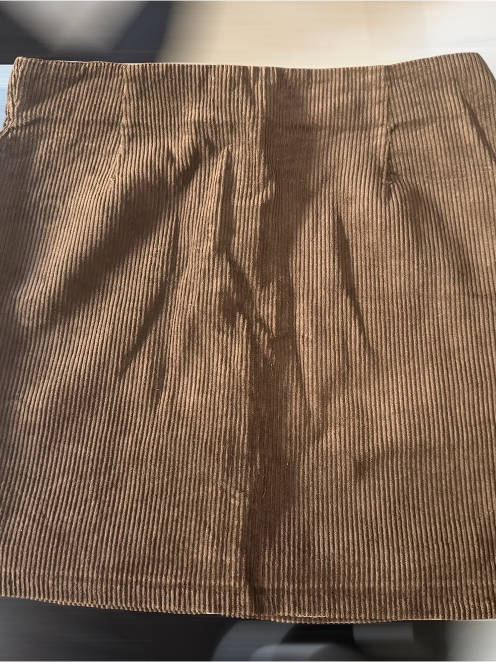 Corduroy Mini Skirt in Camel Brown
